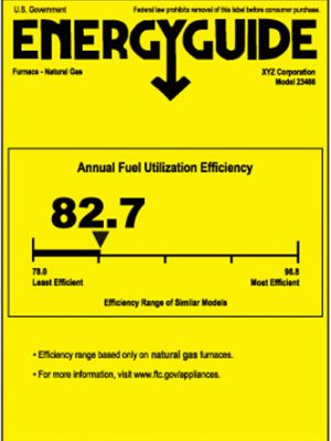 Furnace Energyguide 82.7 AFUE sticker Furnace Energyguide 82.7 AFUE sticker